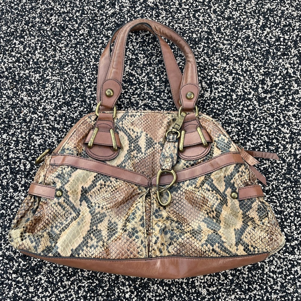 Jessica Simpson Medium Brown Faux Croc Alligator Purse Bag Tote